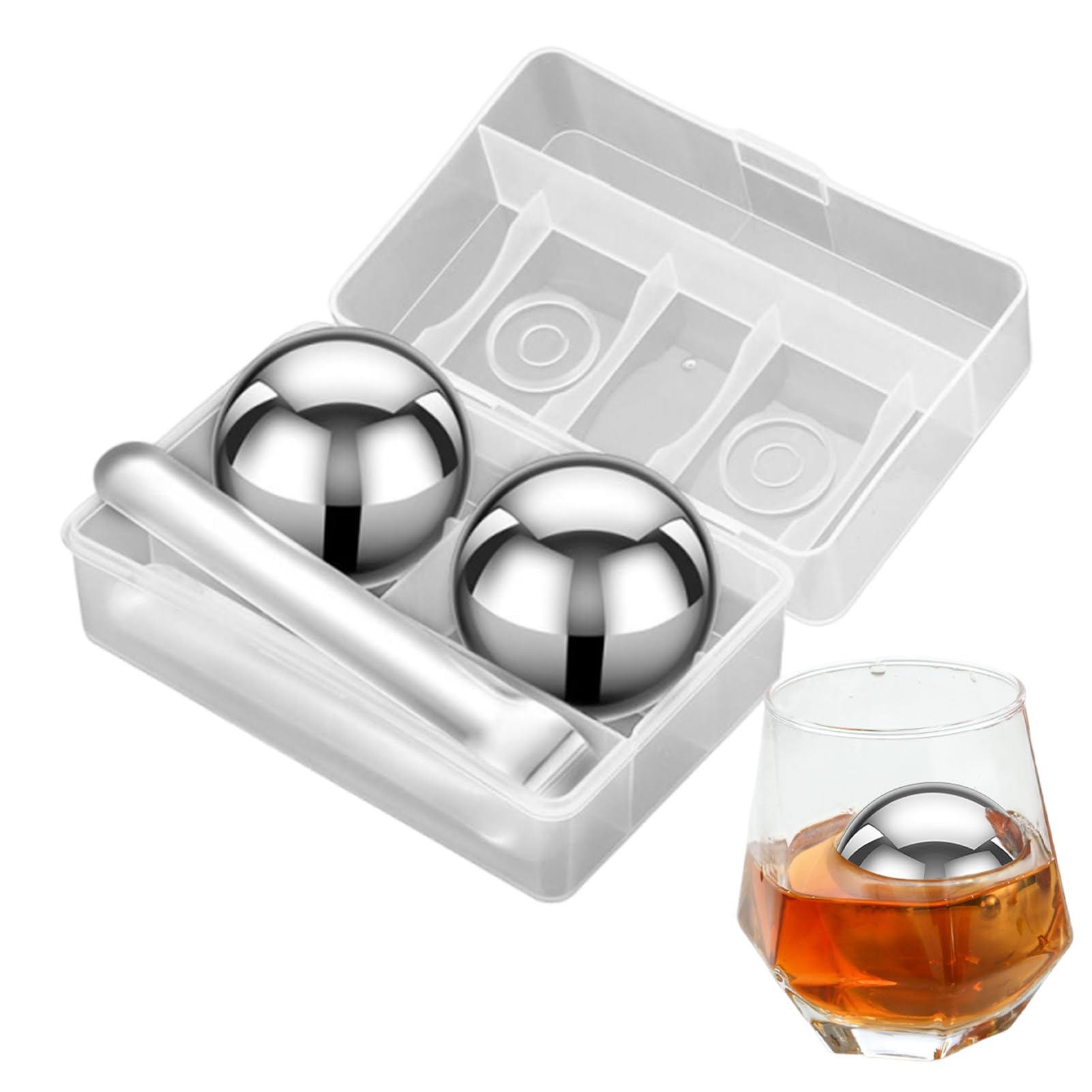 Boules glacées réutilisables de 5,5 cm en acier inoxydable pour amateurs de spiritueux et vins