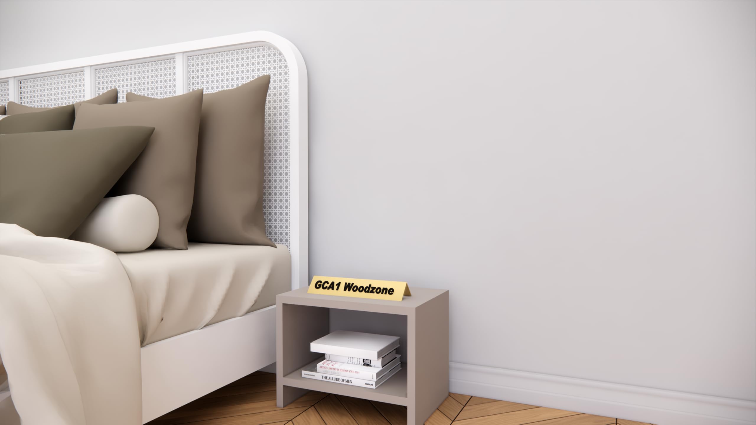 Modern Bedside Table with Top Display Shelf | Wooden Nightstand Side Table with Storage Rack | Space Saving End Table for Bedroom (Beige Grey)-image-19