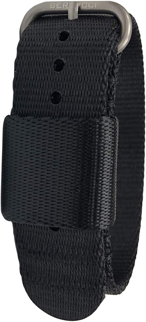 BERTUCCI Mens G–Type Comfort-Webb Black Nylon Webbing Strap Matte Stainless Steel Buckle Watch