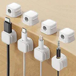 Clipes para cabos, organizador de cabos magnéticos [pacote com 8], gerenciamento de cabos sob a mesa, clipes de fio adesivos, acessórios de mesa de escritório para casa, mesa, parede, mesa de