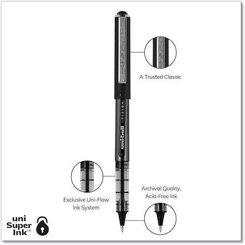 Miniatura 2 de uni-ball Vision - Bolígrafos de punta ancha, 0.039 pulgadas, color azul, paquete de 12
