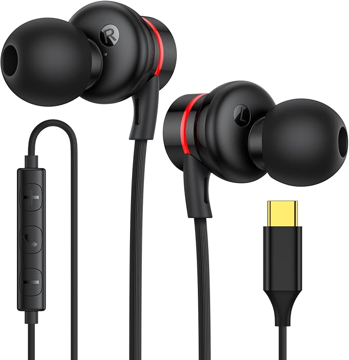 USB C Headphones,USB Type C Earphones Wired Earbuds