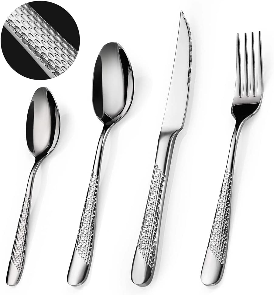 16 Piece Cutlery Set, Stainless Steel Knife and Fork Sets Service for 4