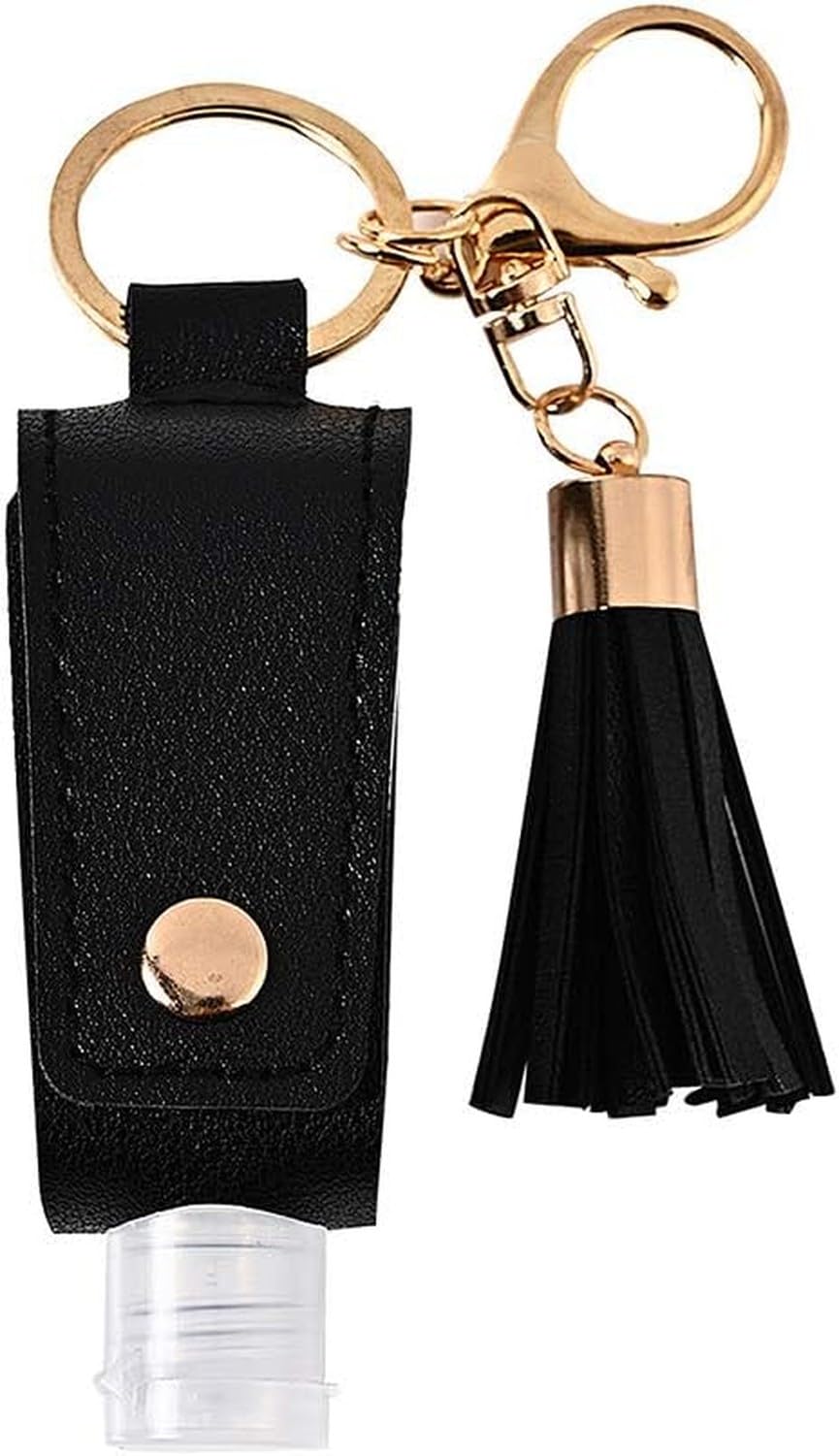 XIUNYIE Mini 30ml Empty Travel Bottle Keychain Hand Bottle Holder Refillable Squeeze Containers for Toiletry Shampoo Lotion Perfect for On-the-Go, Black
