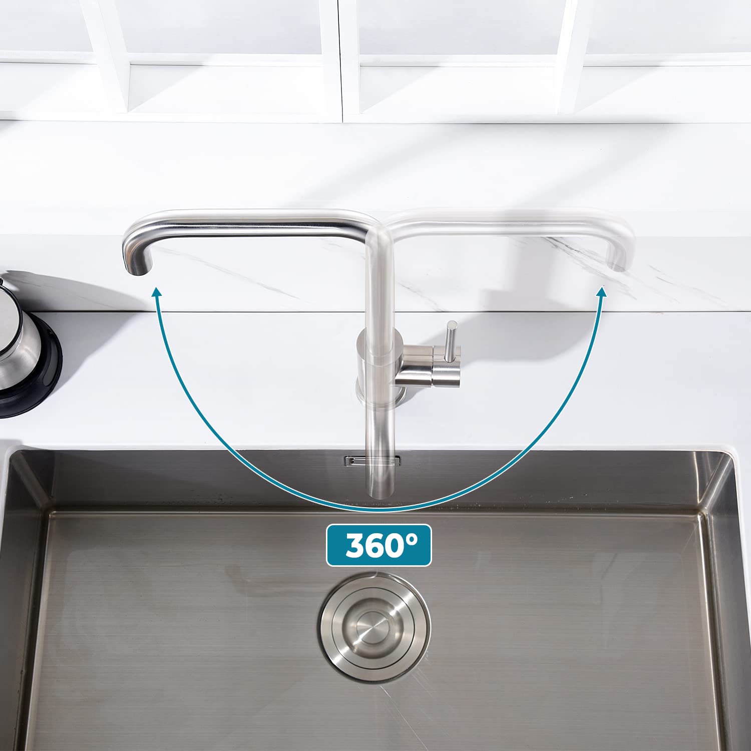 Wasserhahn Küche Hochdruck, Küchenarmatur 360 ° Drehbare Mischbatterie Küche aus Edelstahl 304，Einhebelmischer Spültischarmatur Spülbecken Armatur