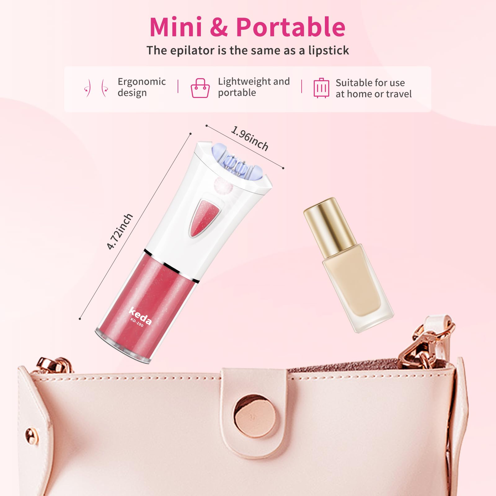 Depiladora facial para mujer, depiladora facial con luz LED, pinzas eléctricas de deslizamiento suave para cara, brazo, piernas, línea de bikini, barbilla, labios, púbico, depiladora inalámbrica