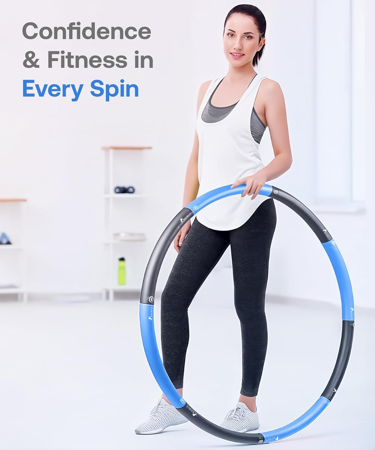 ROMIX Cerceau Hula Hoop Fitness 1kg – 8 Sections Rembourrées Mousse, Démontable, Réglable, Pour Adultes Et Enfants