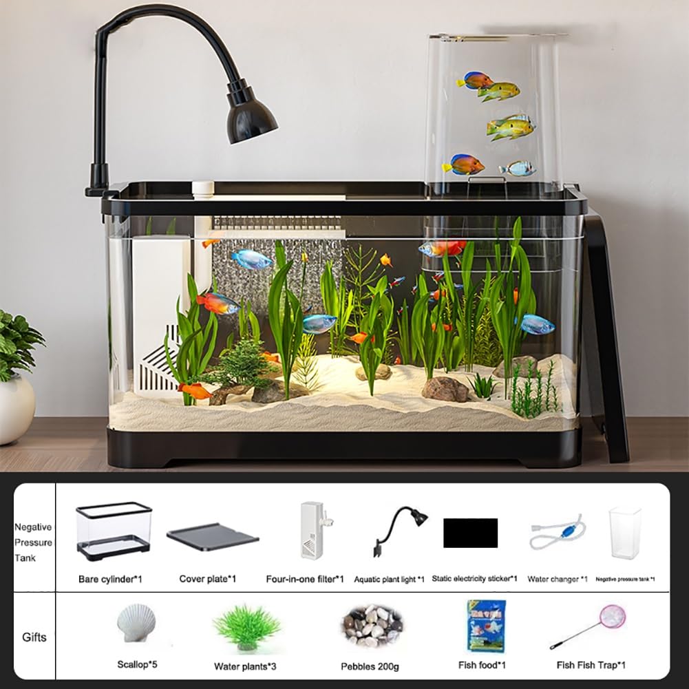Betta Fish Tank Kit Small Fish Tank, Acrylic Clear Desk Aquarium Filter ...
