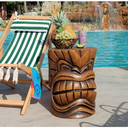 Estatua mesa lateral Kanaloa Tiki 20 pulg. madera miniatura 5