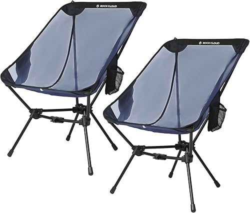 ROCK CLOUD Paquete de 2 sillas de camping portátiles, sillas plegables ultraligeras, compactas para exteriores, tamaño grande, para campamento,