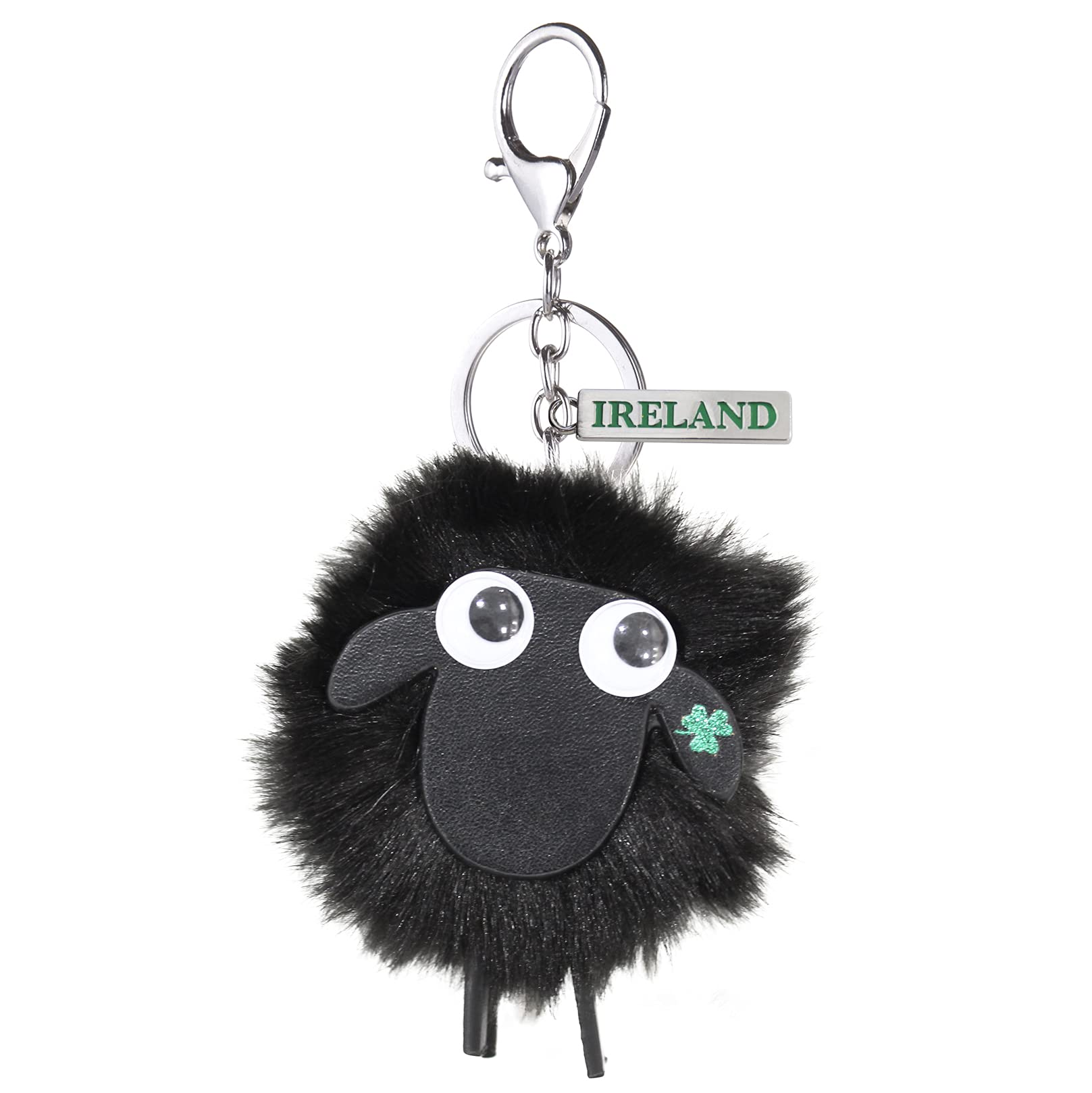 Eurostick Irish Multi Keyring Keychain Ireland Belfast Bagcharm (Irish Sheep Pom Pom Black)