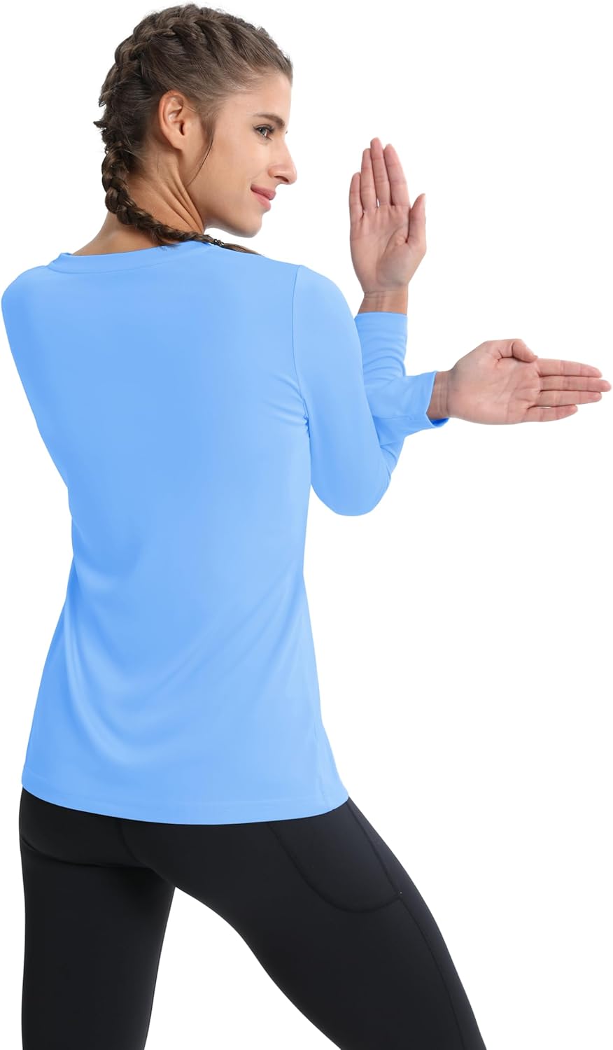 MAGCOMSEN SPF Shirts for Women Long Sleeve Workout Tops V-Neck UPF 50+ UV Sun Shirt Quick Dry Performance Tees Swim Tops - Image 2