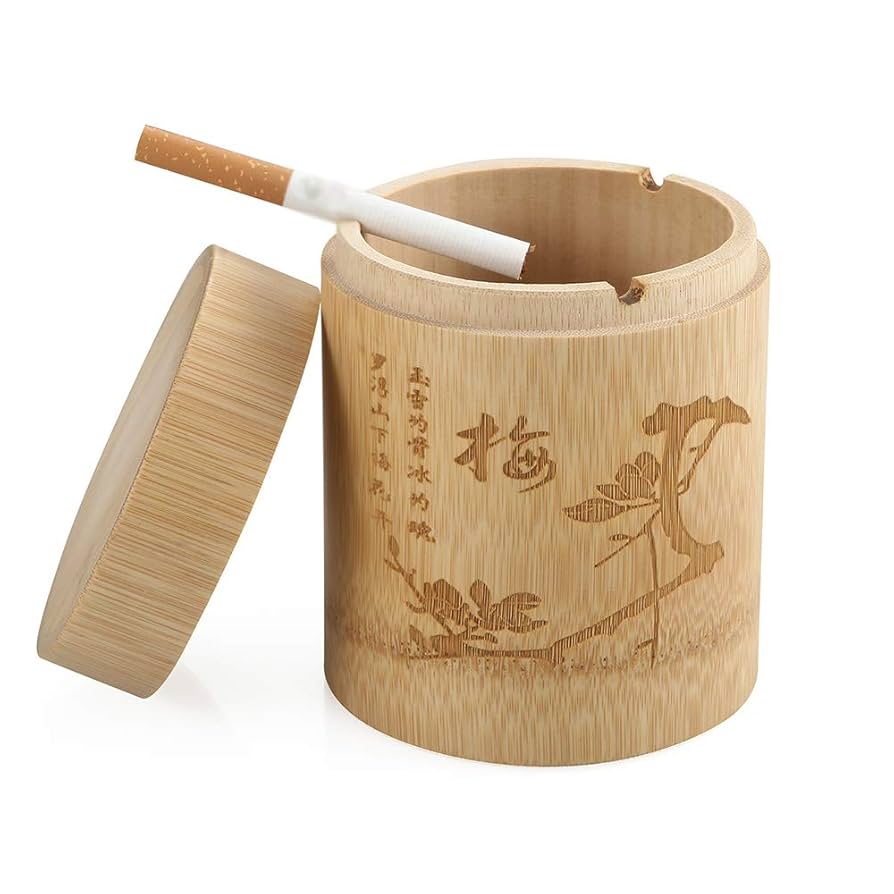 けや木の一枚もの煙草入れのついた灰皿 けや木の一枚もの煙草入れのついた灰皿