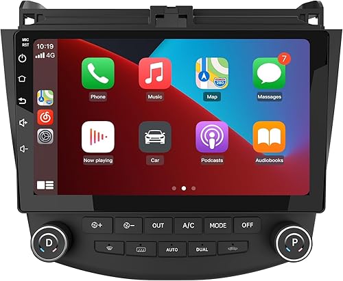 Radio estéreo de coche de 10.1 pulgadas [2GRAM 32GROM] compatible con Honda Accord 7th 2003-2007 con CarPlay Android Auto, Android 13 Player Radio