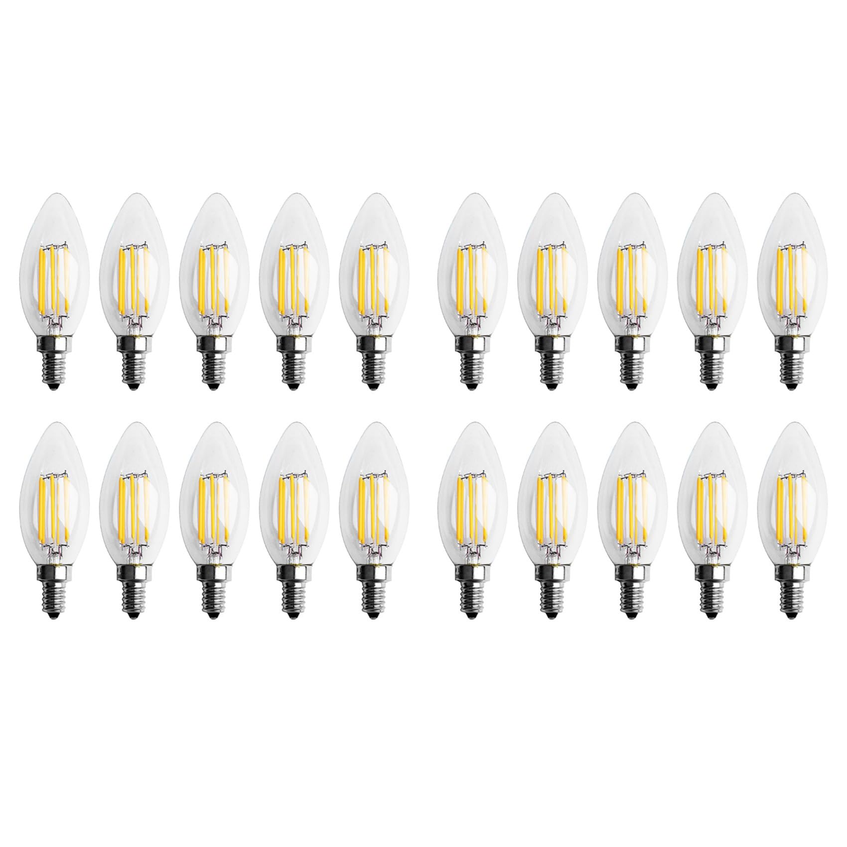 Vjsujehgy 20X Dimmable E12 6W COB Candle Flame Filament LED Light Bulb Lamp 10 X 3.5cm