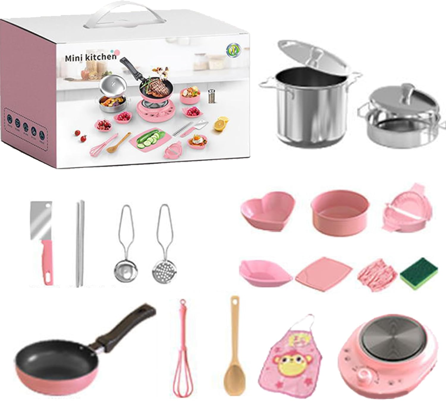 22Pcs Kids Kitchen Set, Food-Grade Stainless Steel Kids Cooking Sets, Real Food Making for Children 7-14 Beginner Cooking Educational Toys, Decoraciones de invierno