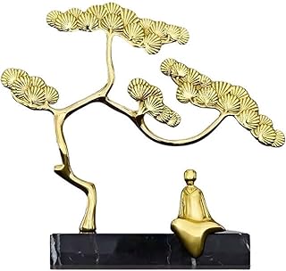 デスクトップの装飾 中国の高級銅ウェルカムパイン装飾品リビングルーム玄関デスク絶妙な風水家の装飾工芸品 デスクトップの装飾品 (Size : D)