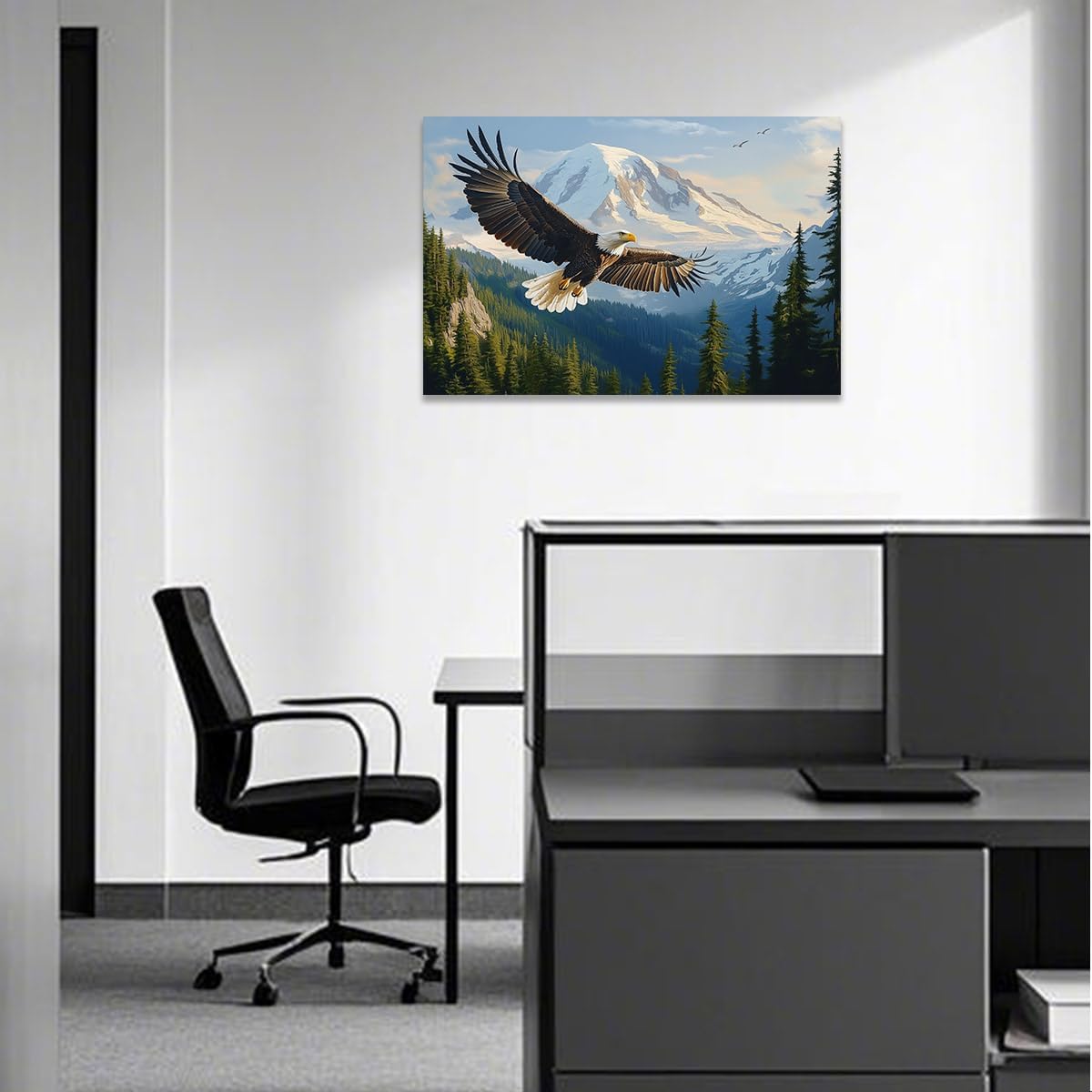 CCWACPP Bald Eagle Canvas Wall Art Pictures of Eagles Flying Bird Wildlife Painting Prints Modern Living Room Office Bathroom Home Decor Framed (24.00" x 36.00")