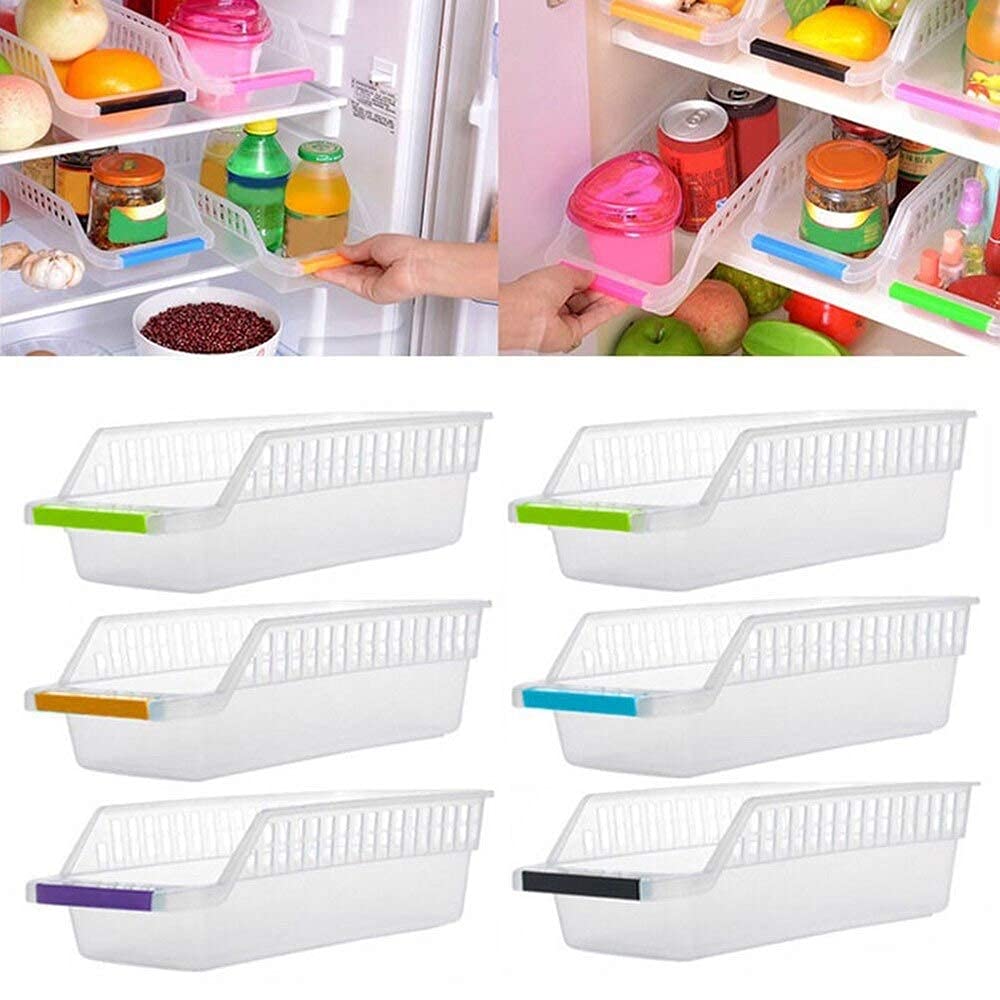 V-ART Plastic Multipurpose Fridge Storage containers/Boxes/Trays, Space Savers Racks for organising Vegetables, Fruits, Eggs, cans in Refrigerator (4)