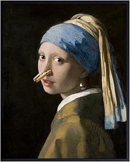 Famous Paintings Vermeer Bathroom Decor - Bath Artwork - Restroom Decor, Powder room Accessories, Guest Bath Decoration - Funny Washroom Wall Art - small Restroom Sign - Half Bathroom Picture