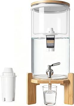 water filter dispenser Countertop water purifier System 2.9 Gallon Glass water filter with Water Alkaline Water Purification Unit, White, Plastic 2.9, Gallons