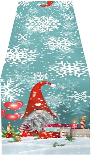 Miniatura 9 de Camino de mesa de invierno con pájaros de 13 x 70 pulgadas, bufanda de mesa de nieve con ramas de acebo de Navidad, mantel de madera vintage,