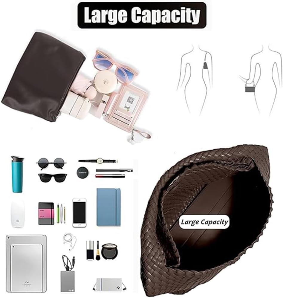 Geelyda Woven Tote Bag for Women with Purse, Fashion Shoulder Hobo Underarm Bags, Large Woven Handmade Work Commuter Day Bags - Image 5