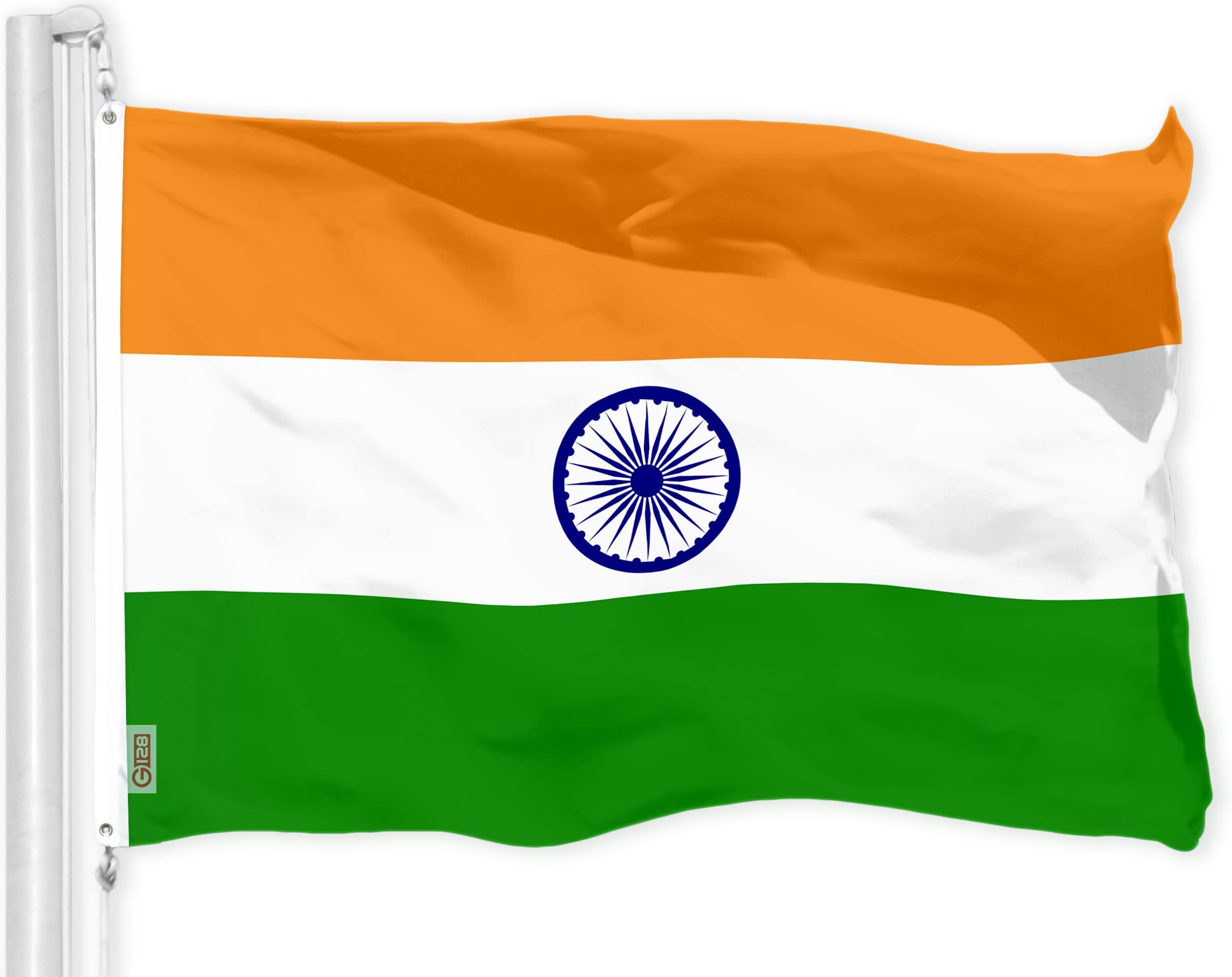 G128 India Indian Flag | 3x5 Ft | LiteWeave Pro Series Printed 150D Polyester | Country Flag, Indoor/Outdoor, Vibrant Colors, Brass Grommets, Thicker and More Durable Than 100D 75D Polyester