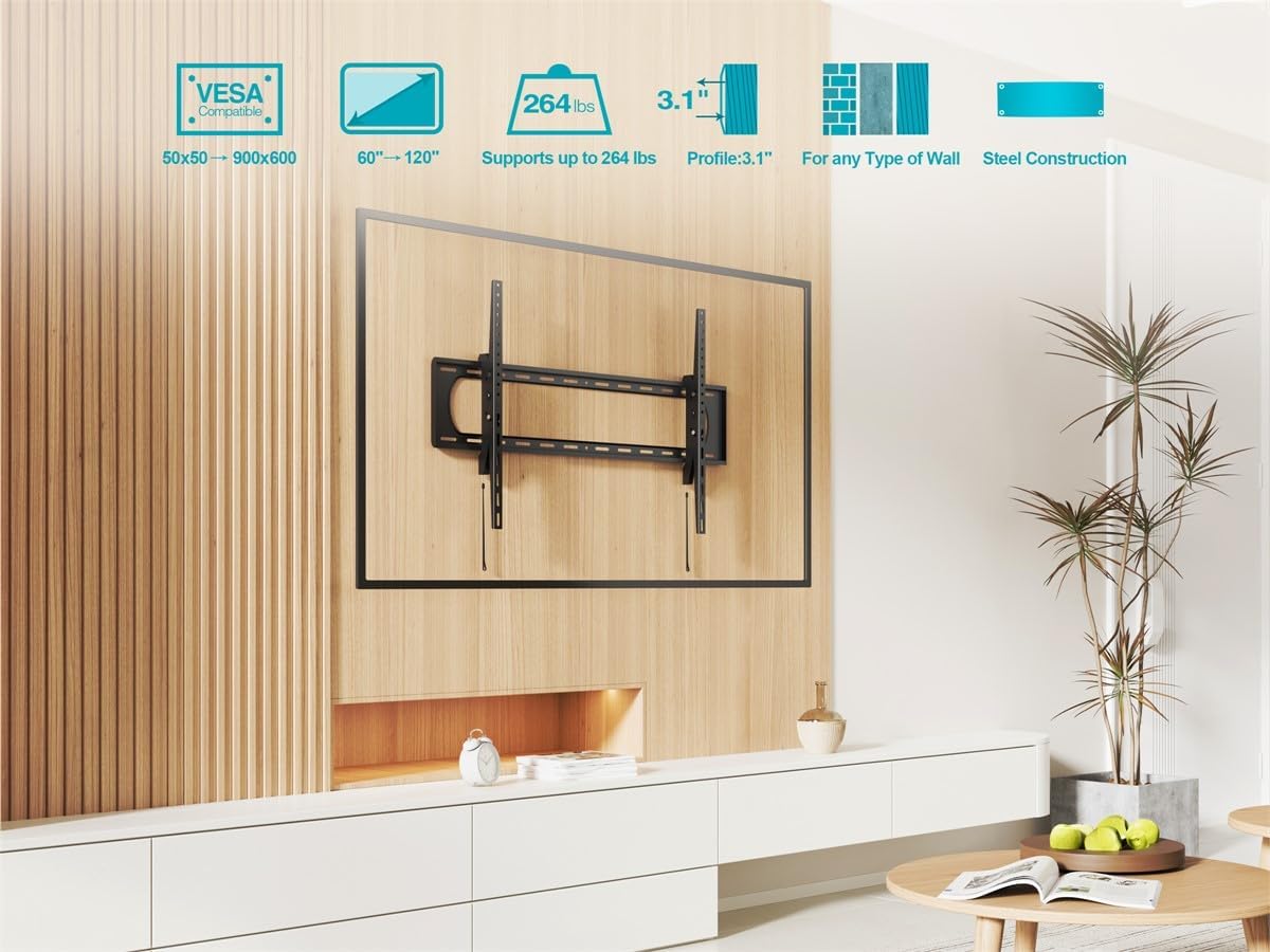 Monoprice Extra Wide Tilt TV Wall Mount - TVs 60in to 100in, Up To 220 lbs, VESA 1000x800 - Commercial Series