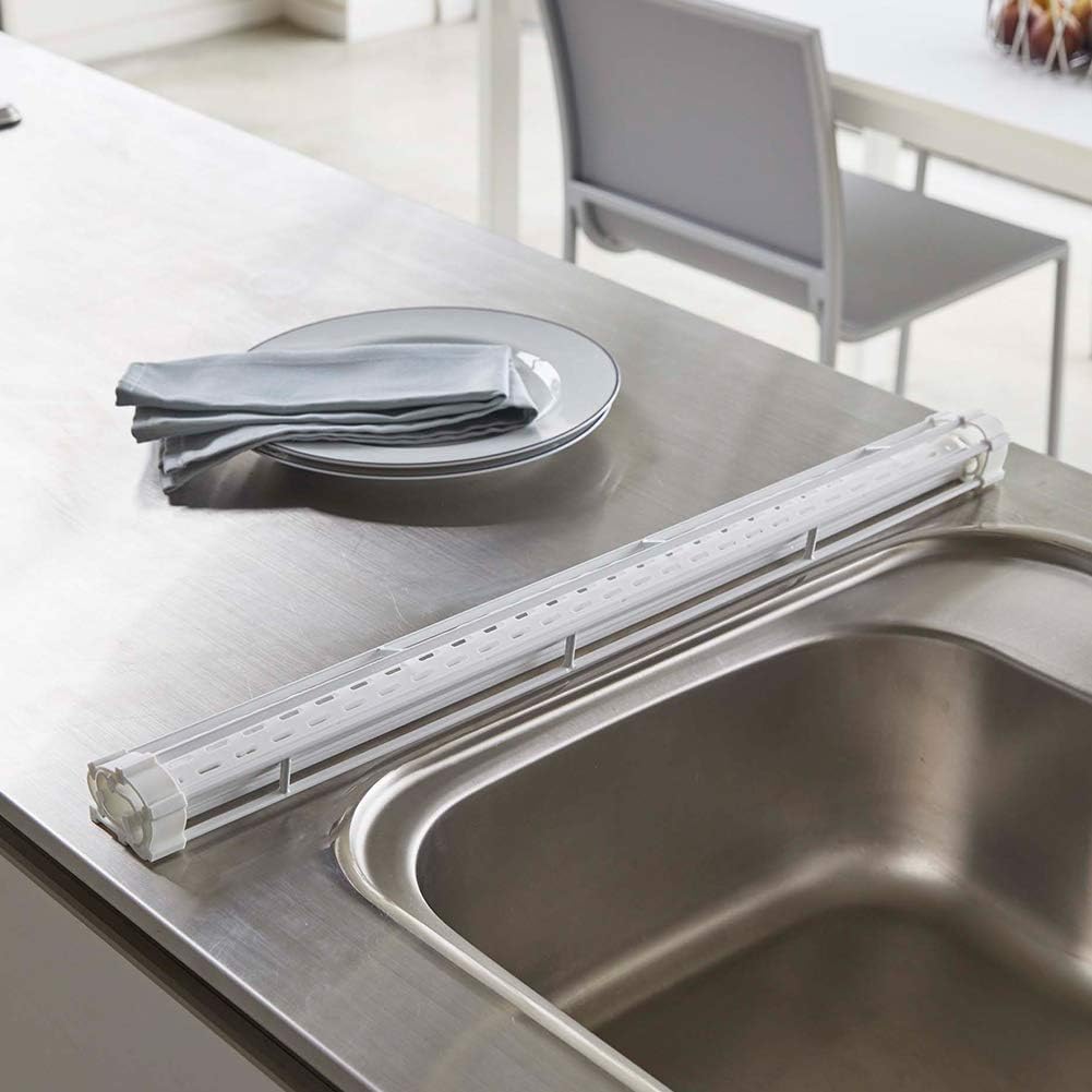 Yamazaki 5057 Folding Dish Drainer, Includes Silicone Tray, S, White, Approx. 16.5 x 10.2 x 0.3 inches (42 x 26 x 0.8 cm), Tower with Tray for Drainage of Small Items, Storage