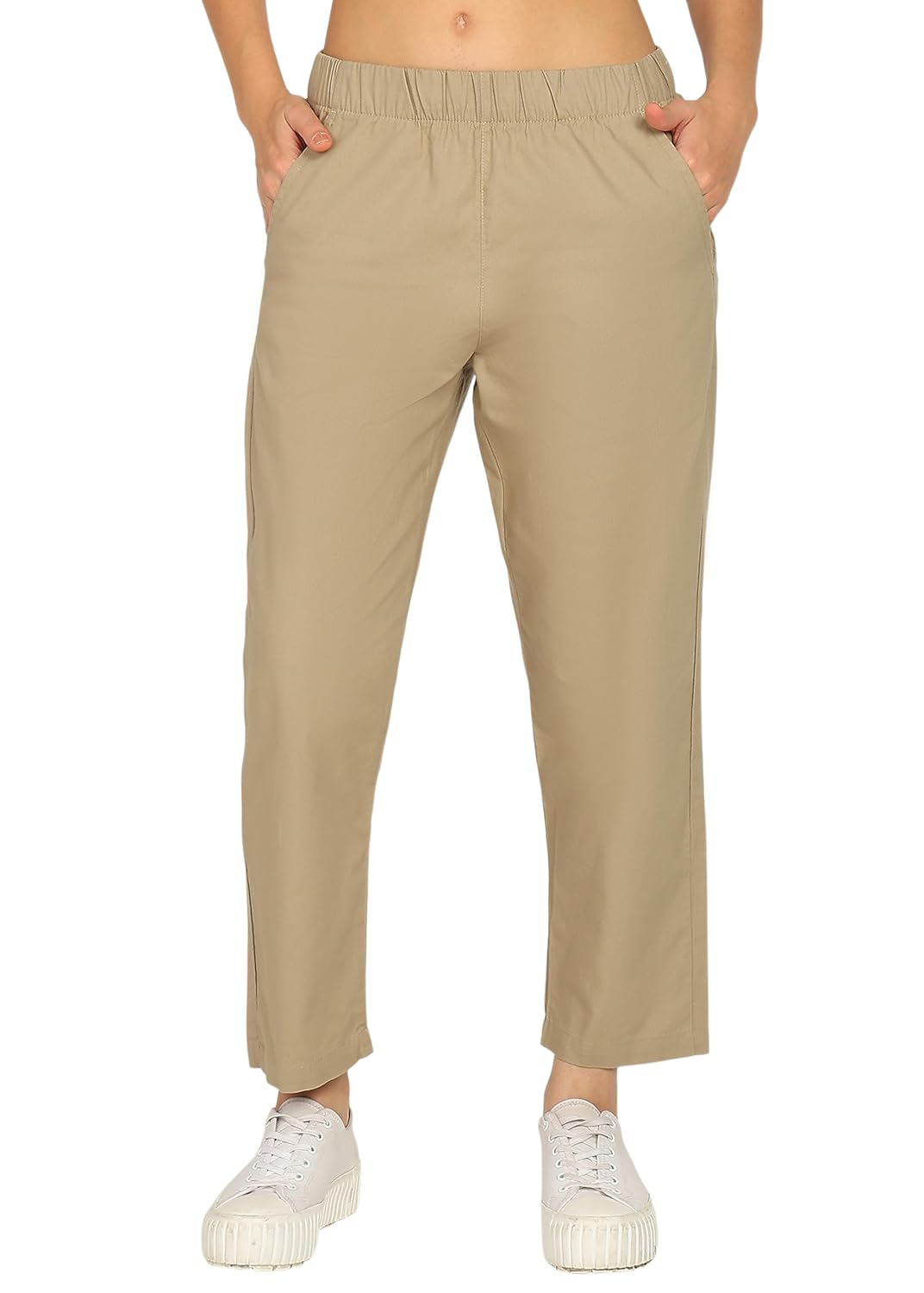 Alan Jones Clothing Womens Mid Rise Cotton Relaxed Ankle Pants | 100% Cotton