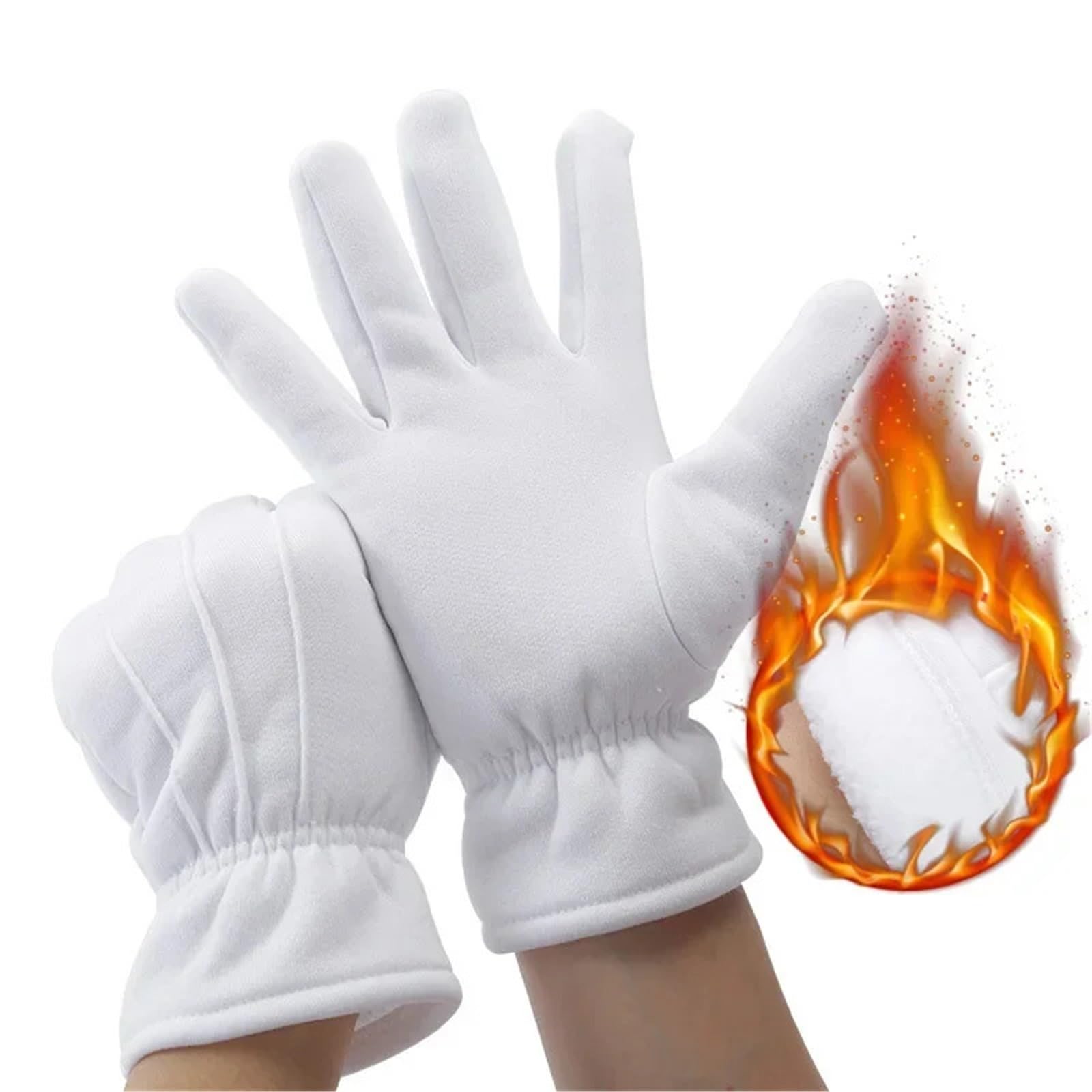 Gants blancs d'hiver chauds for hommes, 2 paires, uniforme de smoking, garde d'honneur, Costume Cosplay, gants majordome travail d'inspection pour Congélateur, Entrepôt