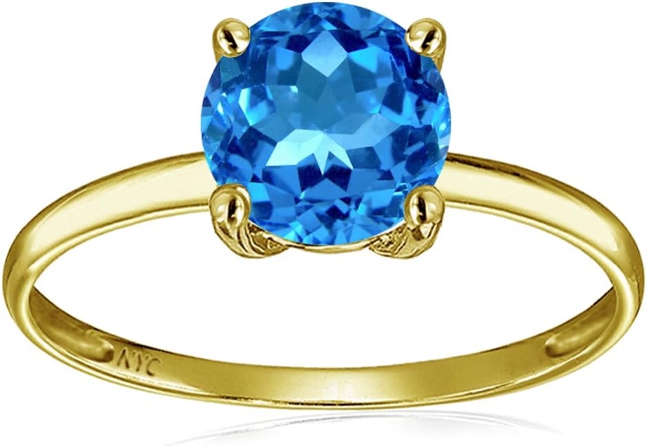 Star KSolid 14k Yellow Gold 7mm Round Solitaire Promise Ring