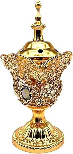 Quemador de incienso eléctrico de metal, estilo de Oriente Medio, incensario eléctrico de mesa para hogar, oficina, yoga, spa, decoración de