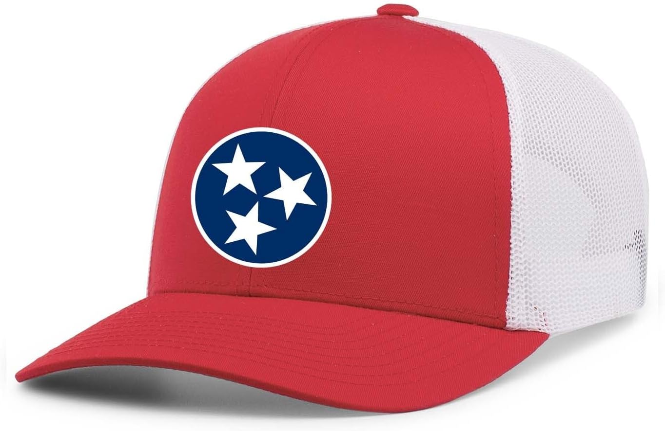 Heritage Pride Mens Tennessee Tristar Flag Embroidered Mesh Back Trucker Hat - Baseball Cap