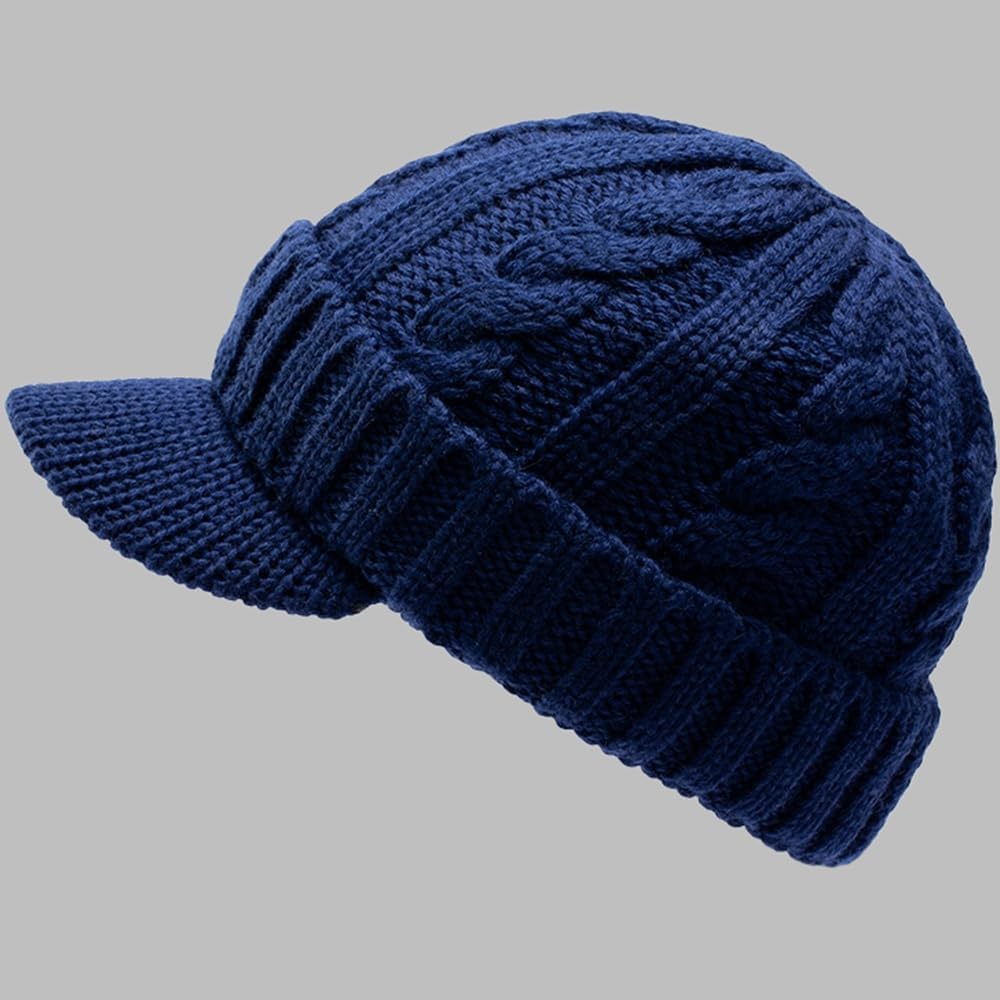 Oversize Wool Knitted Baseball Caps Big Head Men Women Short Brim Sport Hats Fleece Linned Newsboy Cap
