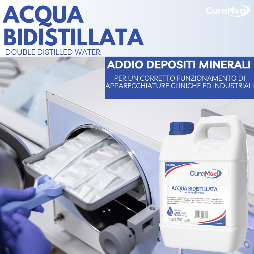 Cura Farma Acqua Bidistillata – Tappo A Vite con Sigillo di Sicurezza – 5lt – Originale
