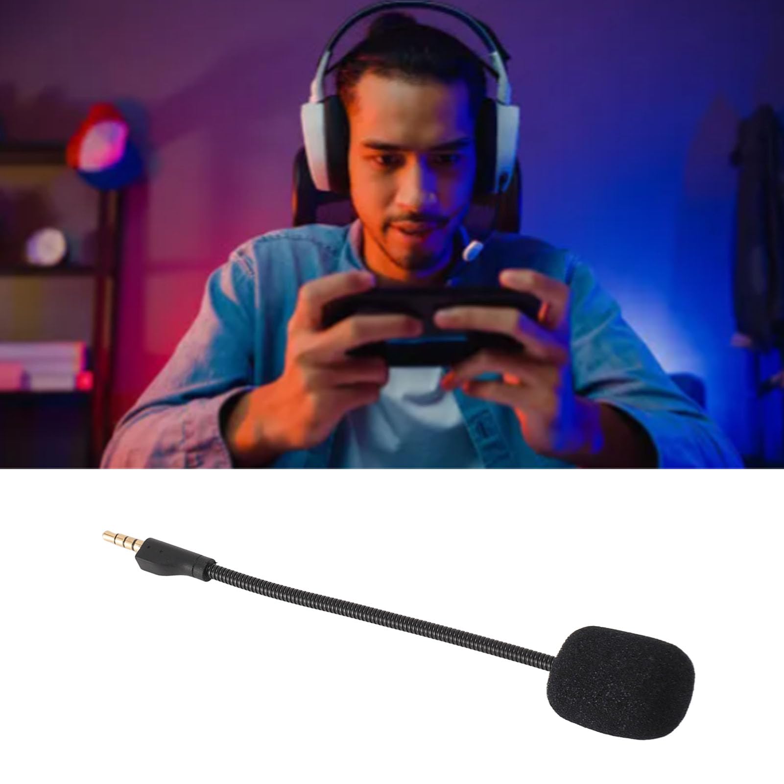 Micrófono de Juego de Repuesto para 1, Micrófono de Juego con Cancelación de Ruido Desmontable, Micrófono de Auriculares para Juegos Flexible con Espuma, Plug