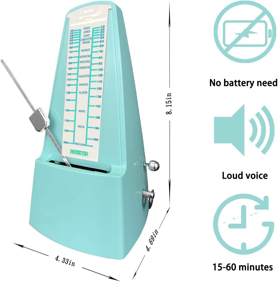 Mechanical Metronome, Universal Metronome for Piano, Guitar, Violin,Drums and Other Instruments(Classic Green)