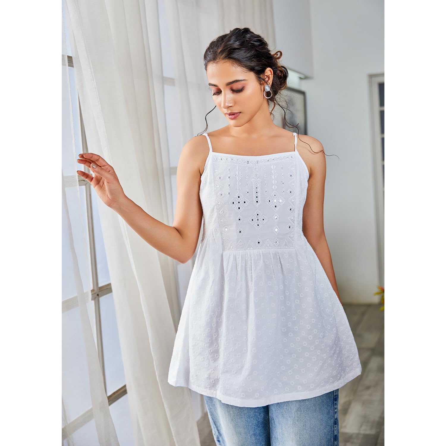 Biba Women Cotton Straight Solid Top (Summer Staples COLLECTION20256_White_L) 1