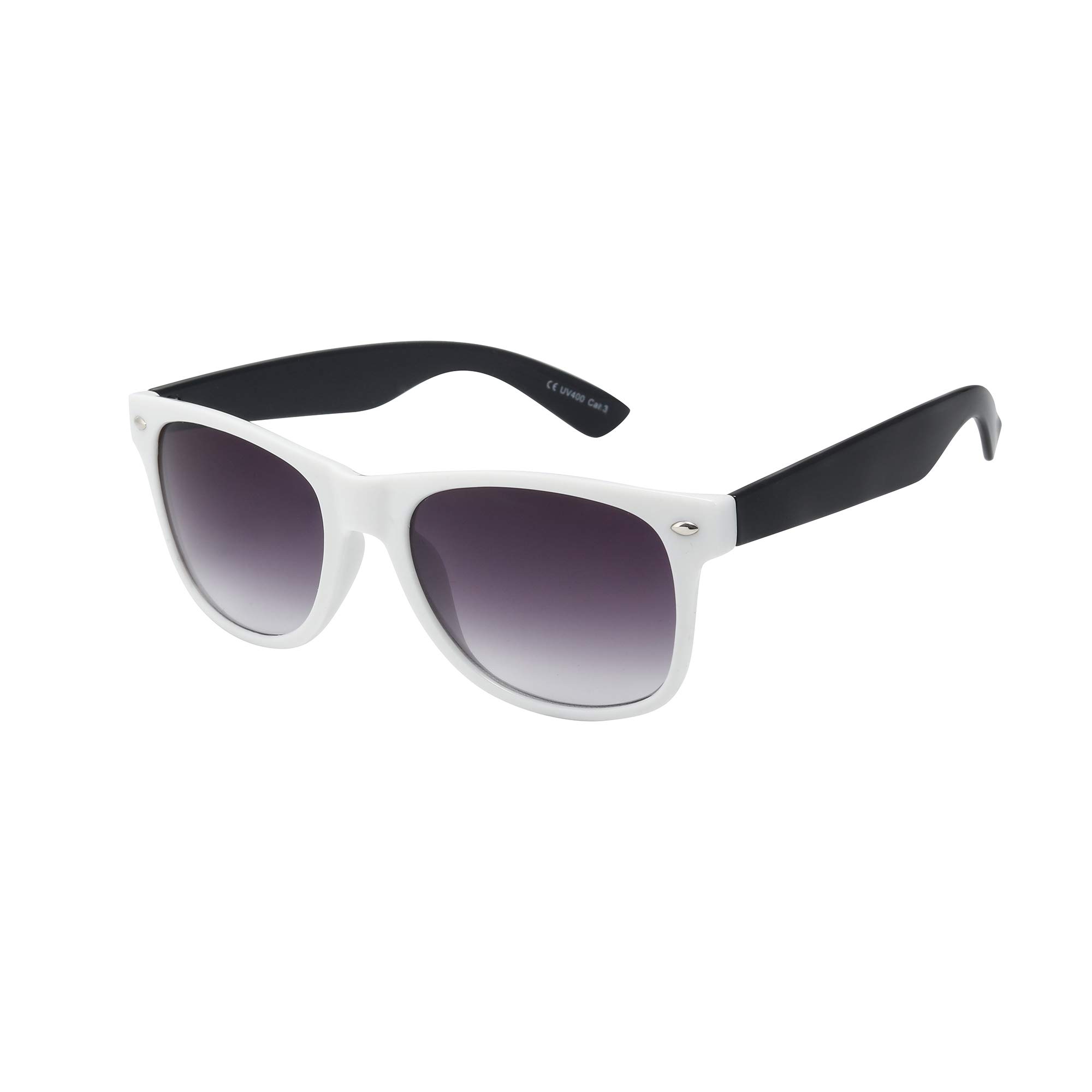 Kids Sunglasses Girls Boys Children Classic Style Shades UV 400 Protection (White Black)
