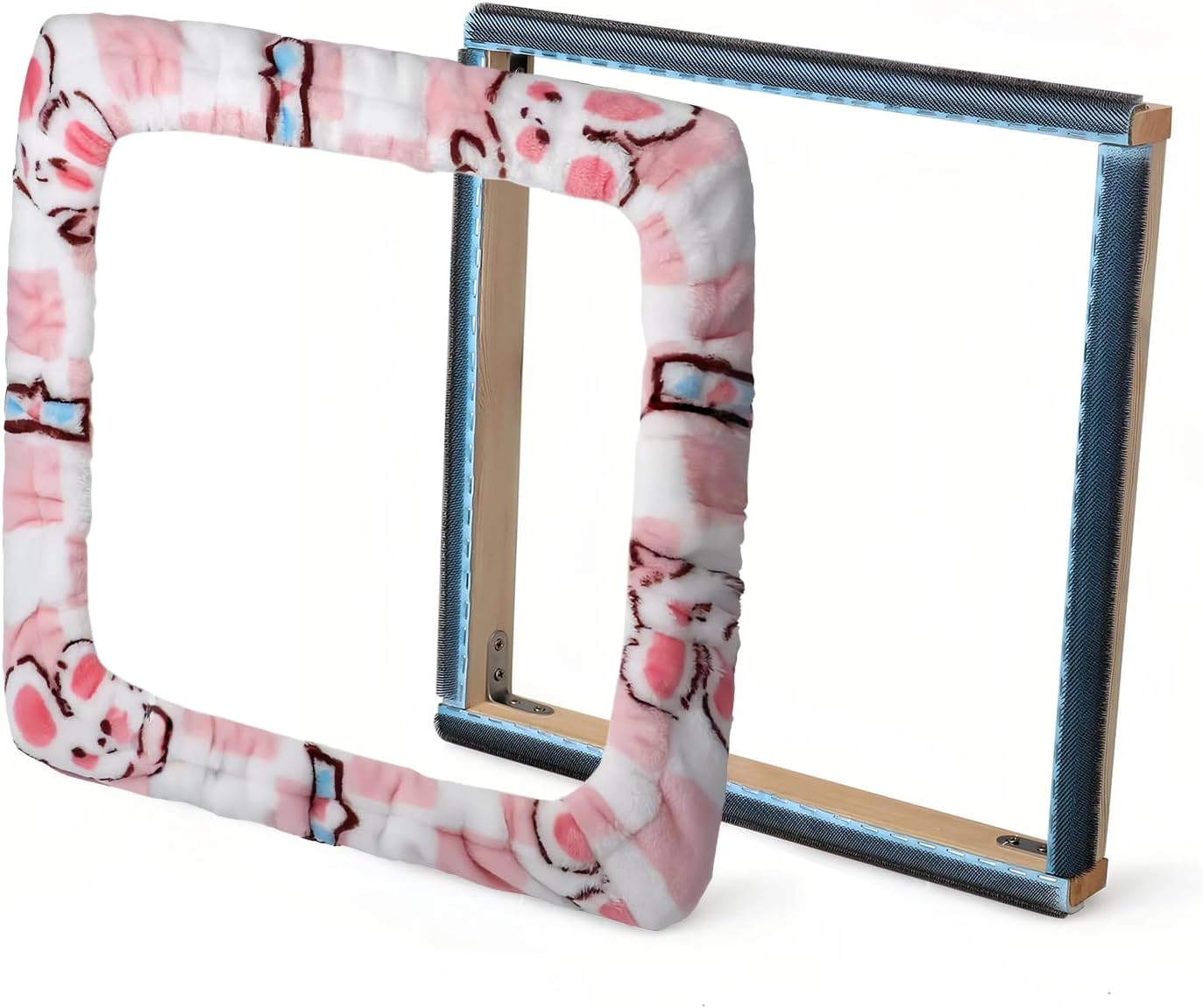 Punch Needle Frame 11.8" x 11.8" Gripper Strip Rug Hooking Frame with Frame Flannel Cover Perfect for Embroidery