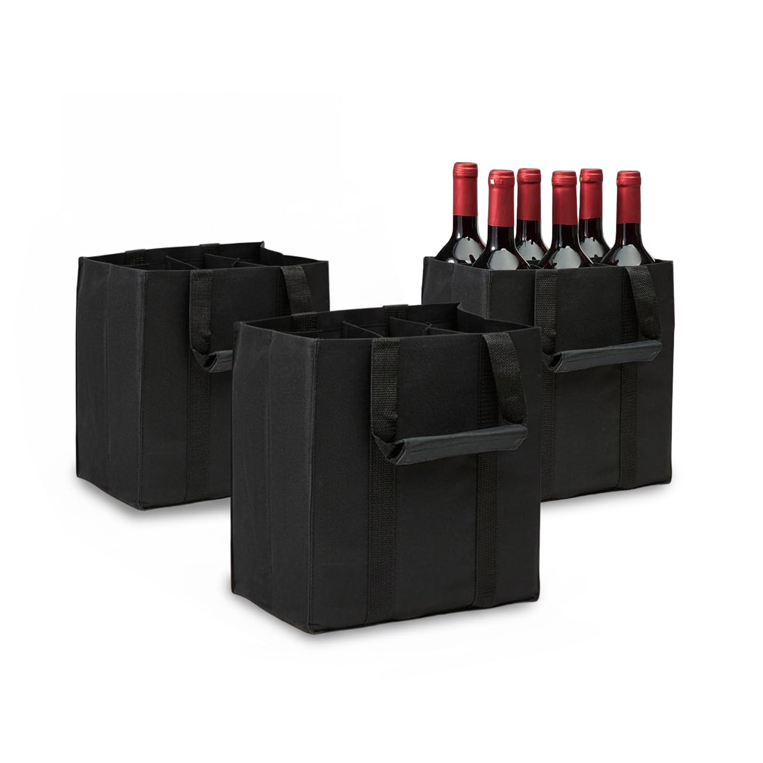 Avilia Porta Bottiglie Set 3 Borse – Portabottiglie Acqua Vino Birra 6 Bottiglie 1,5L, Borsa Porta Bottiglie Impermeabile Oxford, Struttura Rigida Antiurto, Riutilizzabile Ecologica, Picnic Spesa