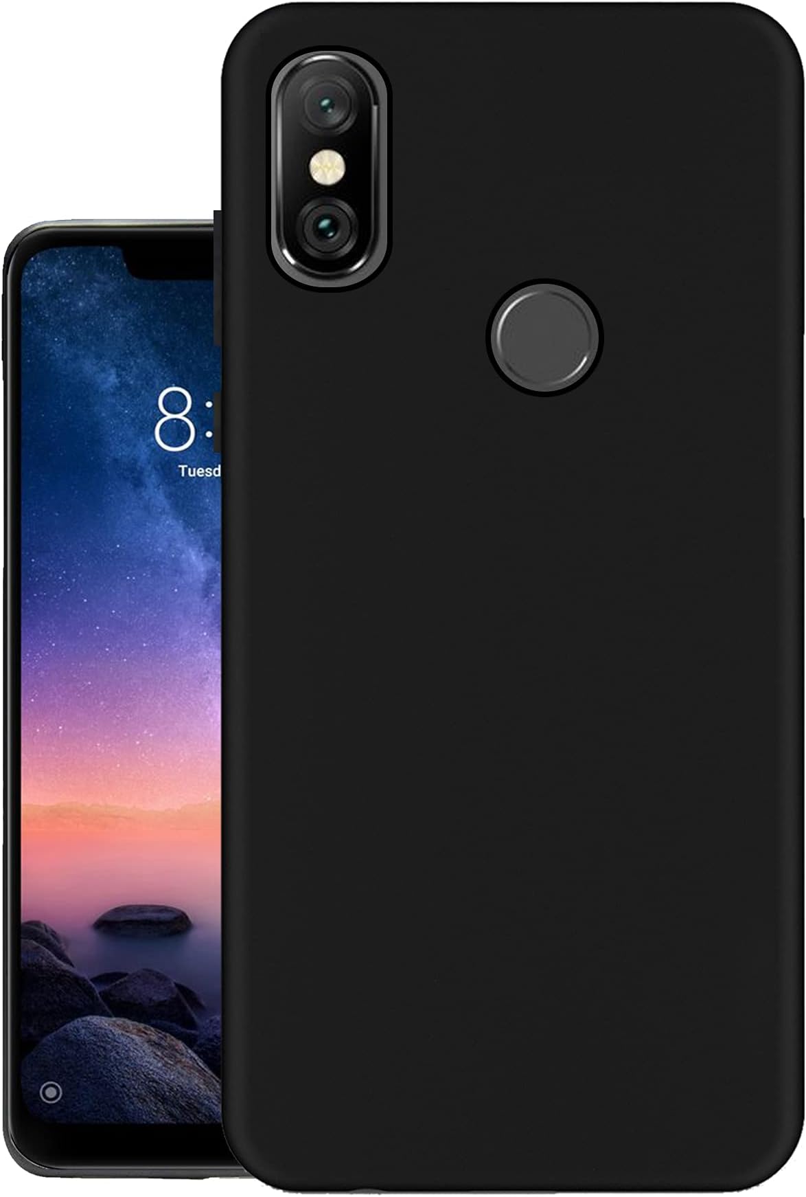 HELLO ZONE Exclusive Matte Finish Soft Back Case Cover for Xiaomi Redmi Note 6 Pro - Black