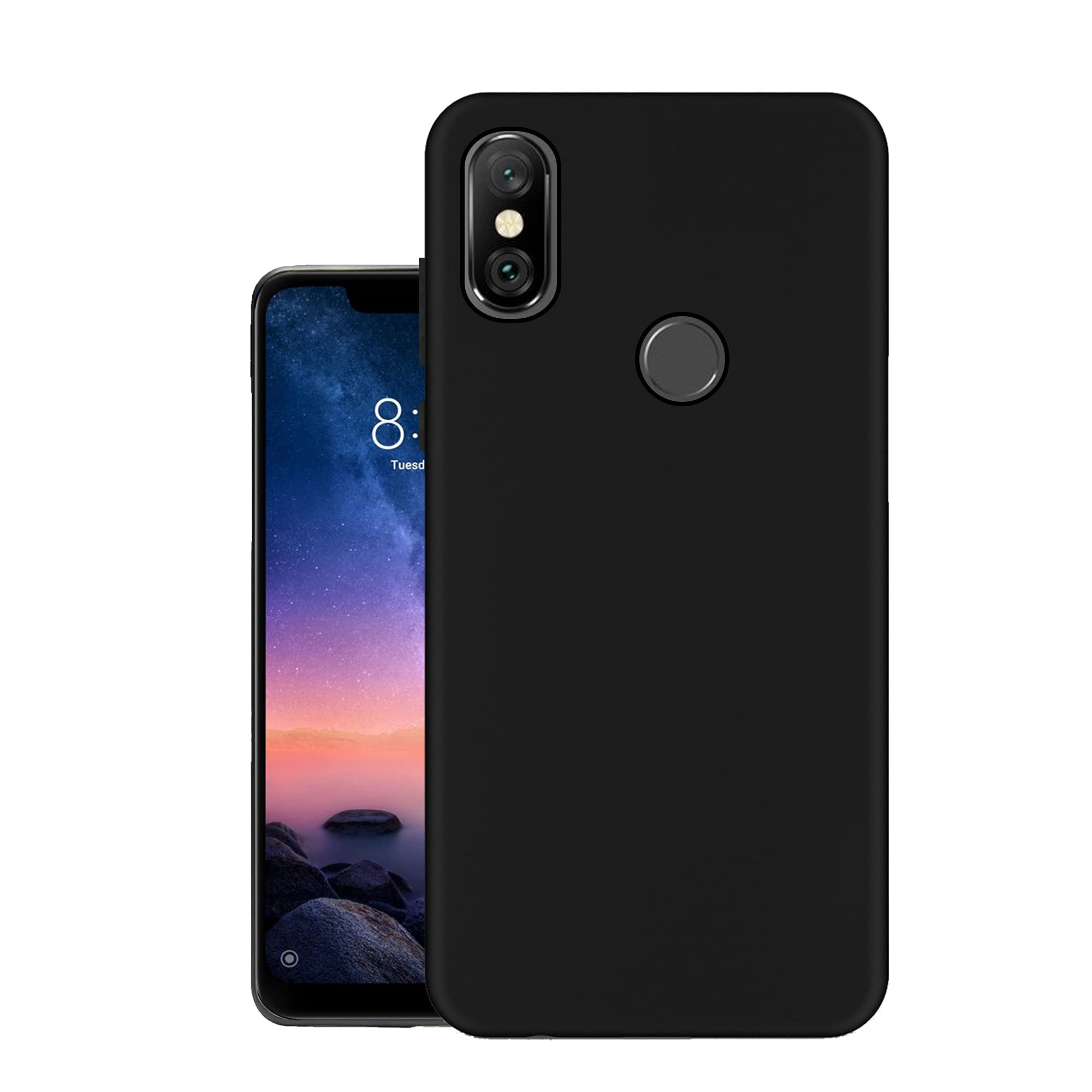 HELLO ZONE Exclusive Matte Finish Soft Back Case Cover for Xiaomi Redmi Note 6 Pro - Black