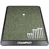 CHAMPKEY Premium Synthetic Turf PRO Golf Hitting Mat | Heavy Duty Rubber Base Golf Practice Mat | Come with 1 Rubber Tee and 9 Plastic Tees (S(8