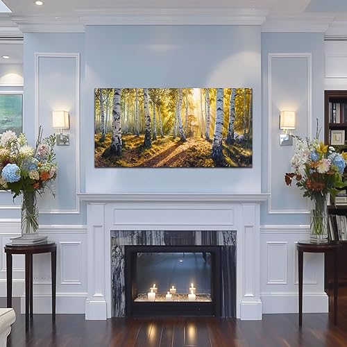 Miniatura 4 de Sense&Sensitivity Arts - Pintura en lienzo de bosque de abedul blanco con vista verde, arte de pared decorativo, obra de arte de otoño, arte moderno