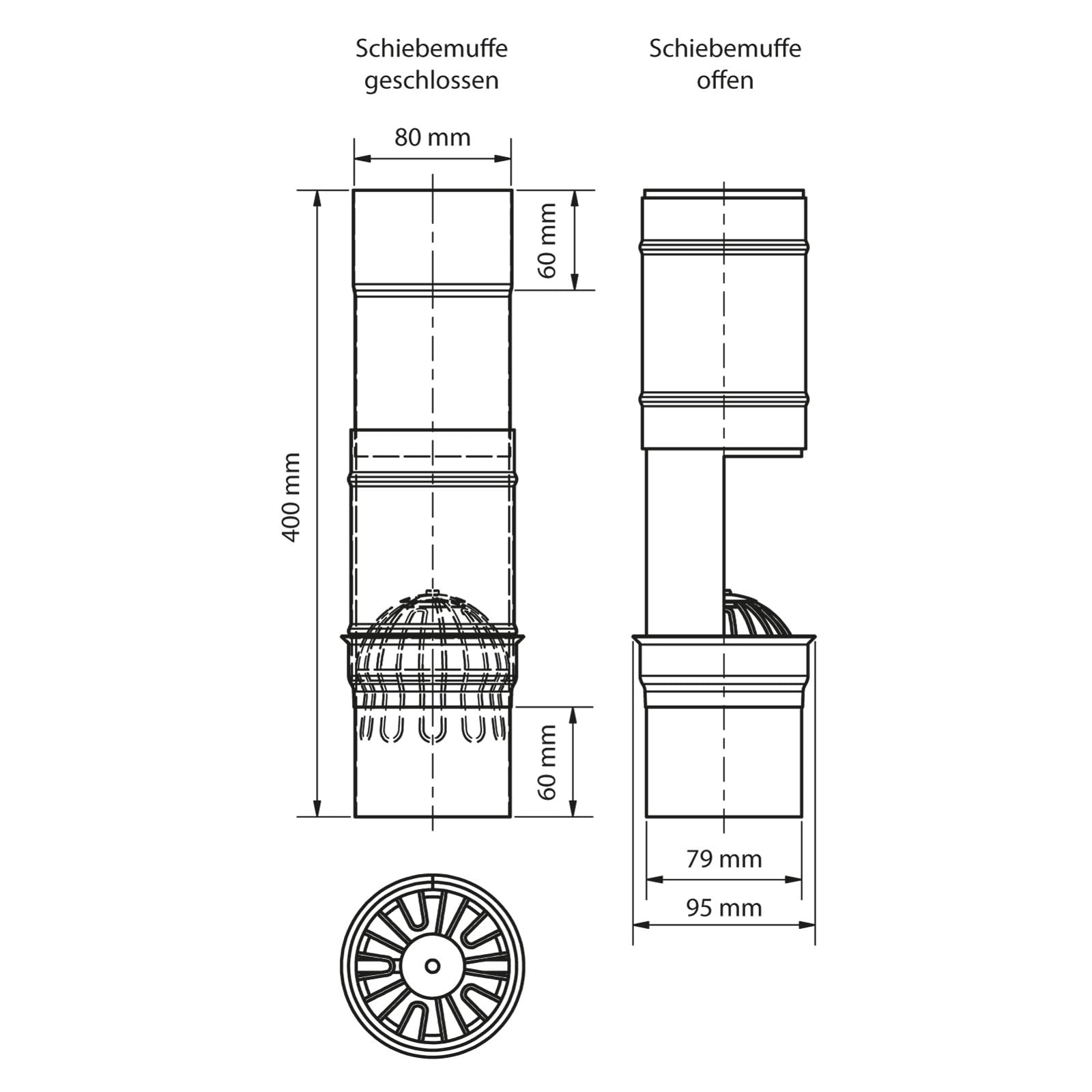 Laubsammler Kupfer mit Sieb DN 80 inkl. Adapter Regenwasserfilter Laubabscheider für Blechfallrohre mit 80 mm Durchmesser. Verhindert das Zusetzen und Verstopfen von Fallrohren durch Grobschmutzsieb