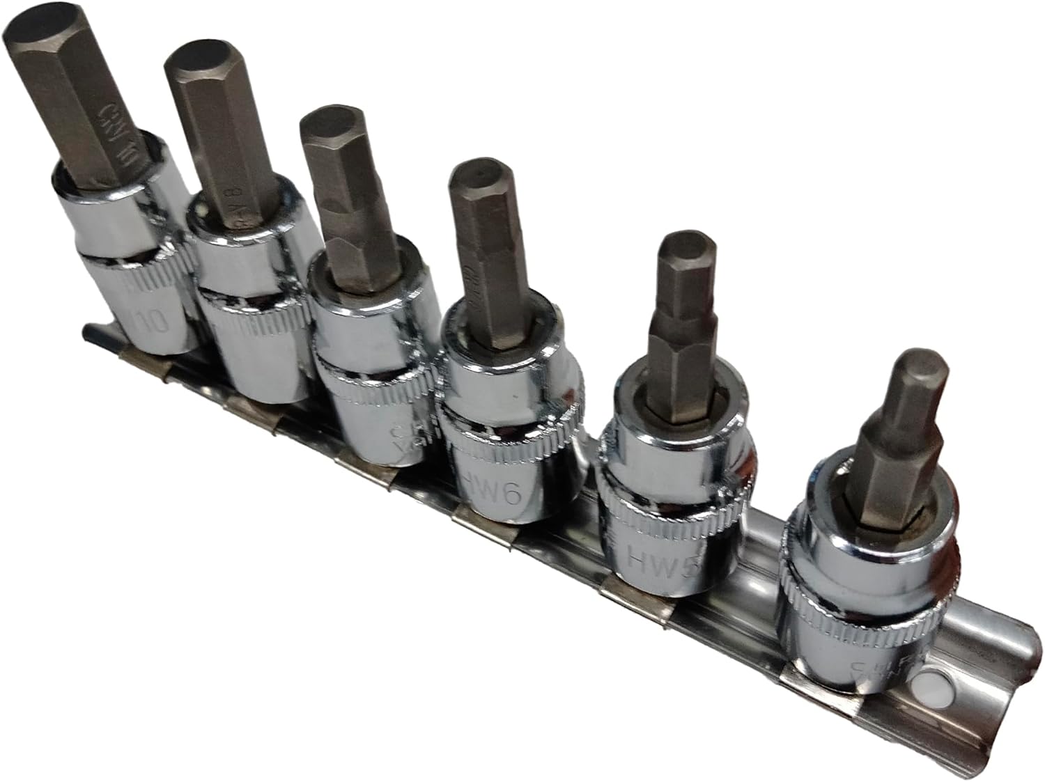 Aebs/Avis Hex Socket Set R943 Inch Hex Socket 3/8 Inch Insertion Angle 6 Piece Set with Socket Rail Bike Maintenance Tool