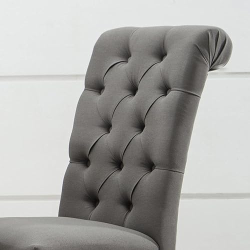 Miniatura 6 de AC Pacific Natalie - Sillas de comedor copetudas, contemporáneas tapizadas para el hogar, cocina, asiento Parson sin brazos con parte superior Gris